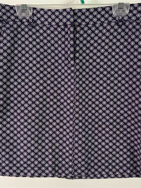 Dalia Collection Navy & White Floral Geometric Mini Pencil Skirt Size 4 Stretch